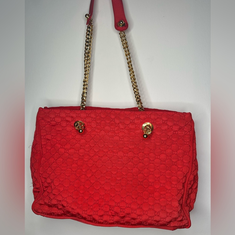 Vintage Gucci monogram red tote bag